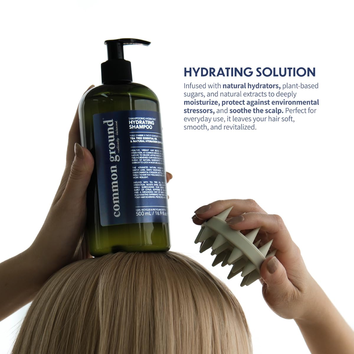 COMMON GROUND Hydrating Natural Shampoo, Paraben and Cruelty Free, Vegan, Plant-Based, With Tea Tree Essential Oil & Natural Hydration Complex, pH5.5, Healthy Scalp, Shine, Color Safe for Men, Women