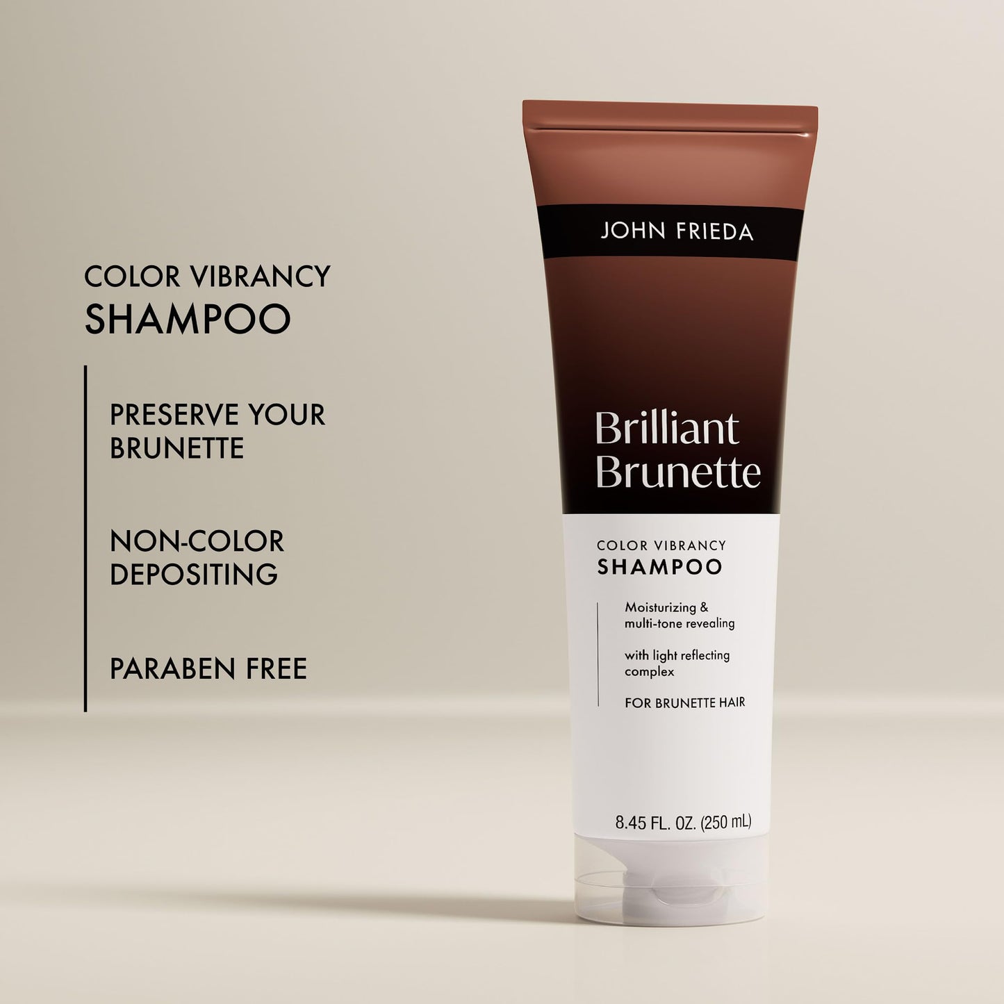 John Frieda Brilliant Brunette Color Vibrancy Shampoo, Brunette Shampoo, 8.45 Fl Oz, Pack of 2