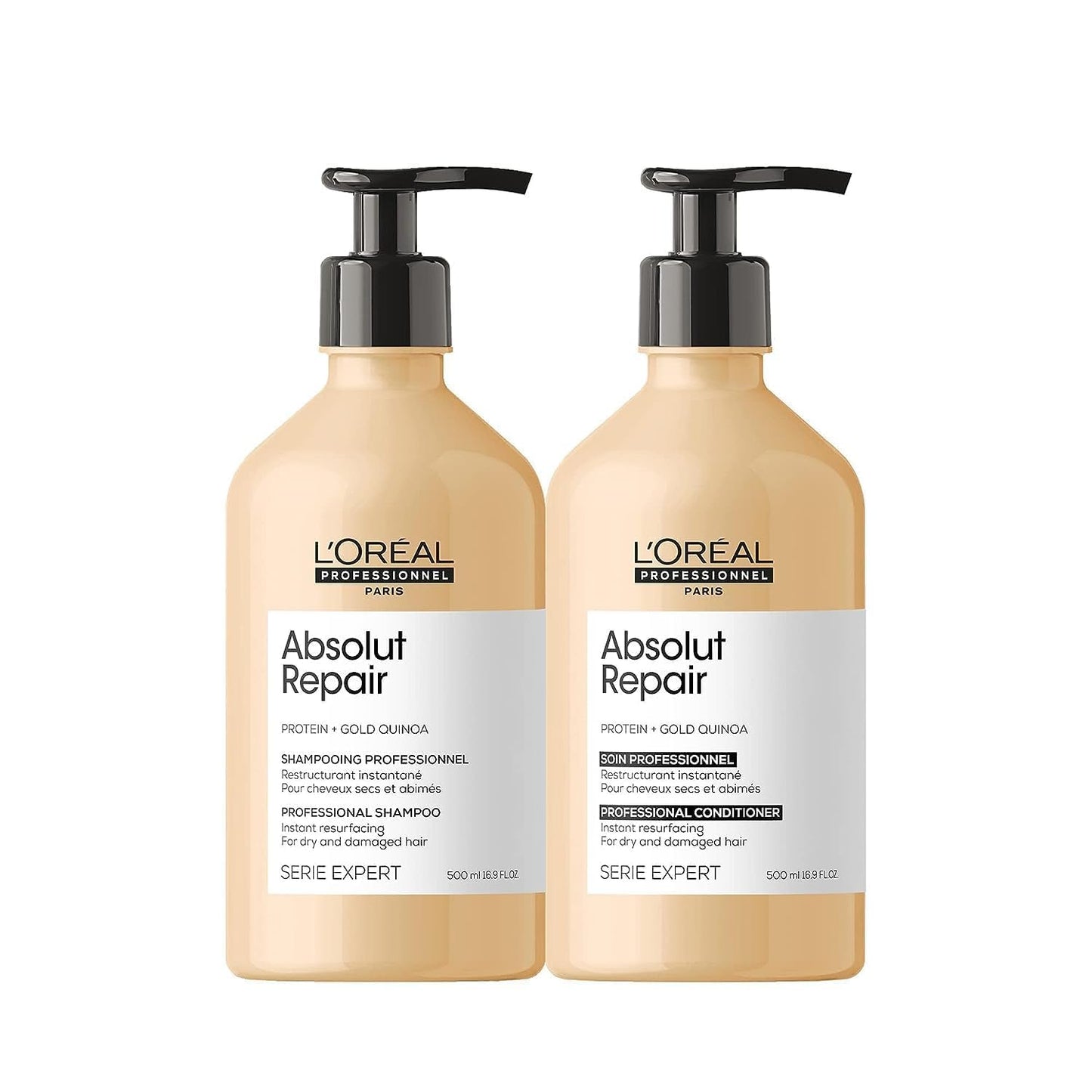 L'Oréal Professionnel Paris Absolut Repair Shampoo & Conditioner Set - Damage Repair & Shine for Dry Hair | 2-Pack