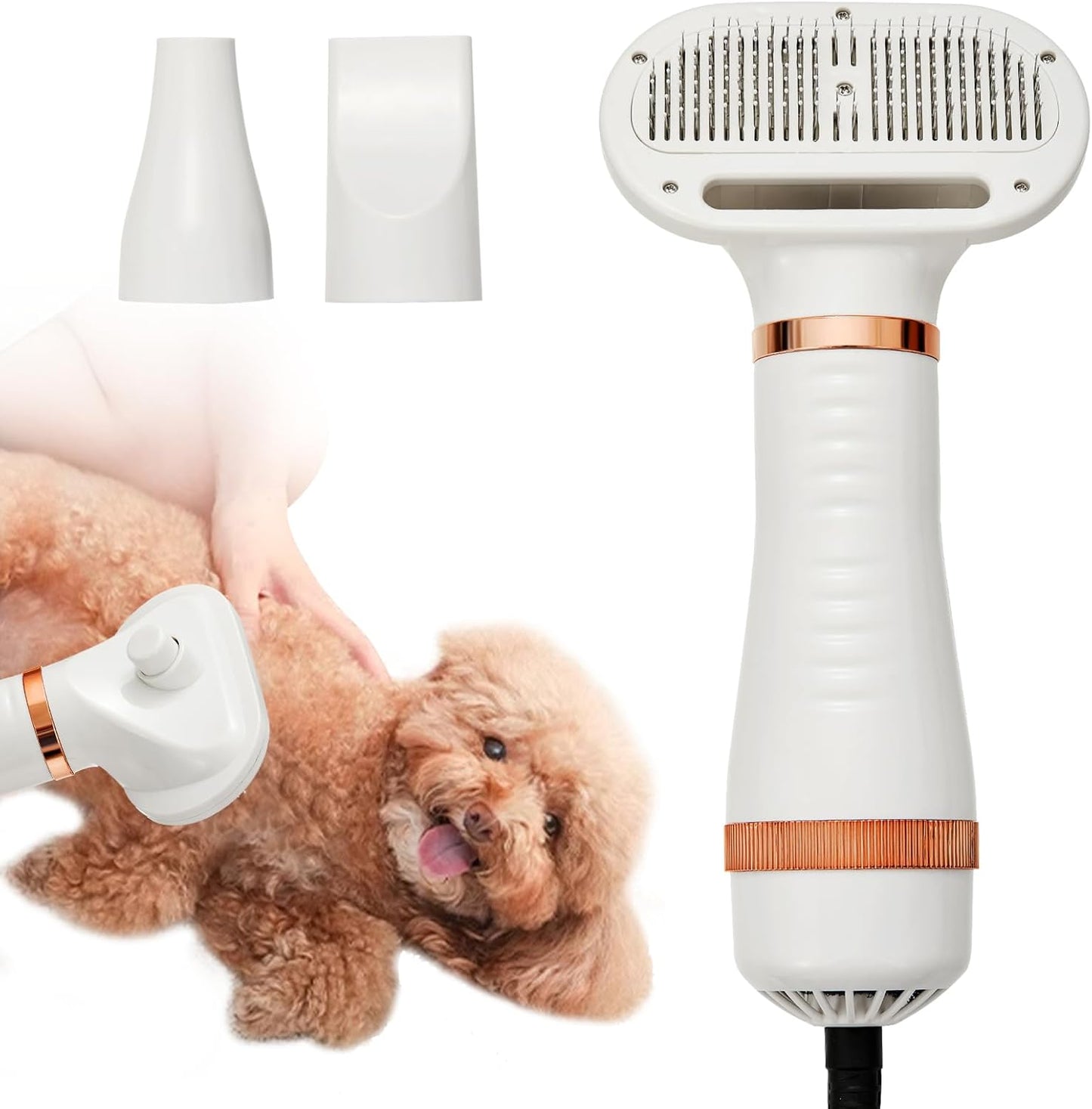 Pet Hair Dryer Brush - 3-in-1 Portable Blower & Slicker for Dogs and Cats | Adjustable Temp & Overheat Protection