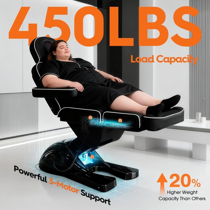 Electric Facial Massage Bed - 3 Motor Adjustable Esthetician Chair | Perfect for Spa & Tattoo Use