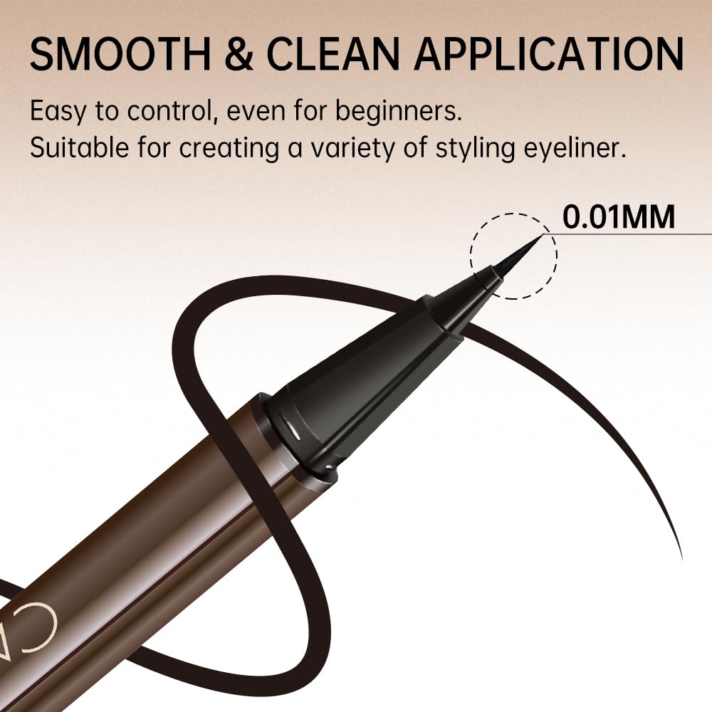 Catkin Liquid Eyeliner Pen Ultra-fine Waterproof Smoothy Stay 24 hrs Long Lasting Quick Drying for Sensitive Eyes Alcohol Free Very Black