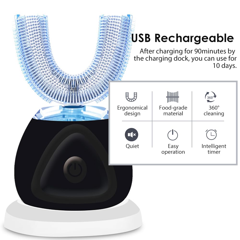 FULYA Auto Toothbrush for Adult with Teeth Whitening Mousse, Electric Toothbrushes for Adult, 360° Ultrasonic Toothbrushes Waterproof, Rechargeable Electric Tooth whitening Brush