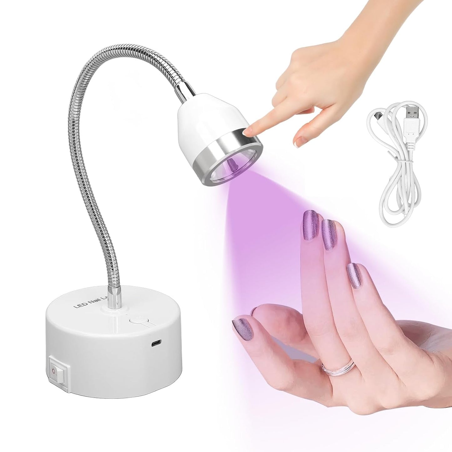 Portable UV Gel Nail Lamp - 9W Cordless Gooseneck Design | Quick Drying with 60s Timer for Home & Salon Use
