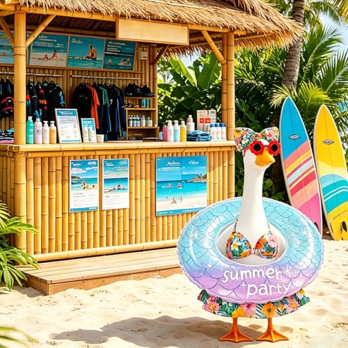 Summer Porch Goose Outfit Set with Hawaiian Bikini & Accessories