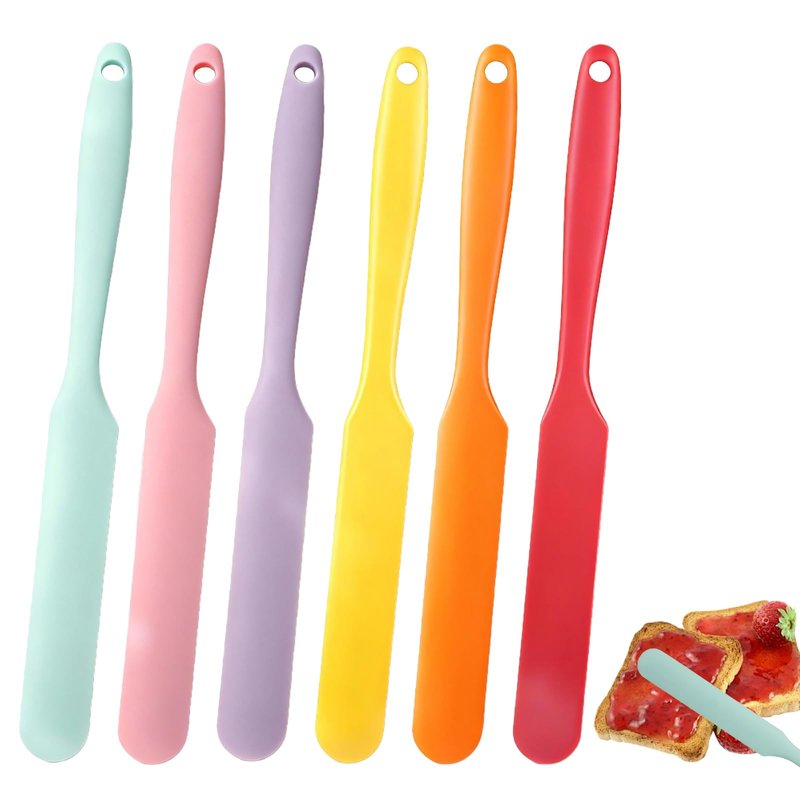 6 Pack Silicone Jar Spatula Small Silicone Spatulas Mini Jar Scraper for Peanut Butter, Mayo, Jams Flexible Kitchen & Baking Tools