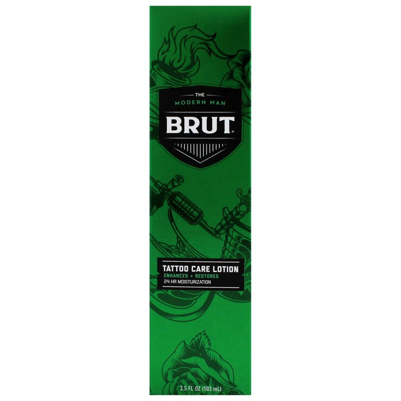 Brut Tattoo Care Lotion 24 Hour Moisturization - Lotion for Tattoos - Enhances Color Vibrancy - Tattoo Lotion Aftercare - Absorbs Quickly - 3.5 oz