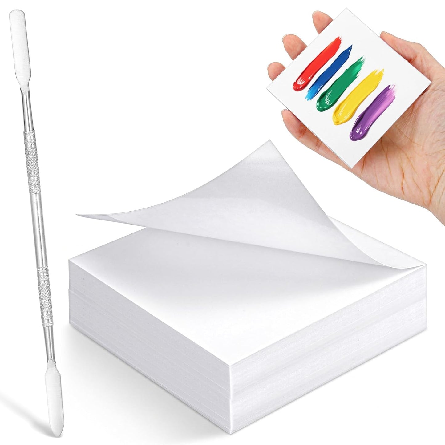 Disposable Nail Art Palette Set - 100 Pcs 3x3 Makeup Palettes with Stirring Rod for Professional & DIY Use