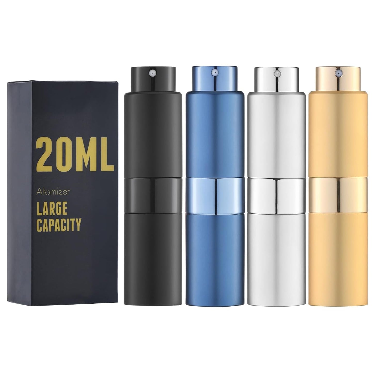 Travel Cologne Spray Bottle - 20ML Perfume Atomizer Mini Dispenser | Black, Set of 4