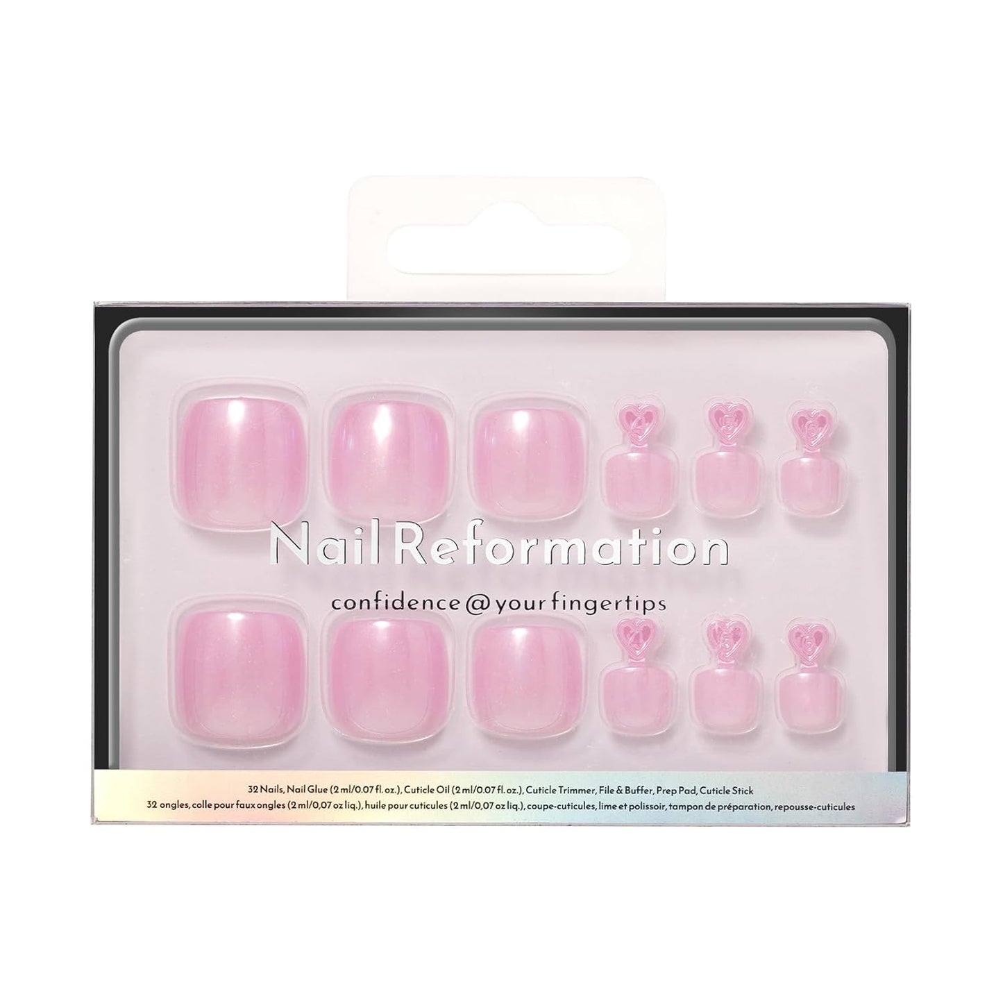 Press On Toenails - Velvet Peony Mauve Purple Short Square Fake Nails | Glossy Shimmer Finish, Reusable Pedicure Kit - 32 Pcs / 16 Sizes