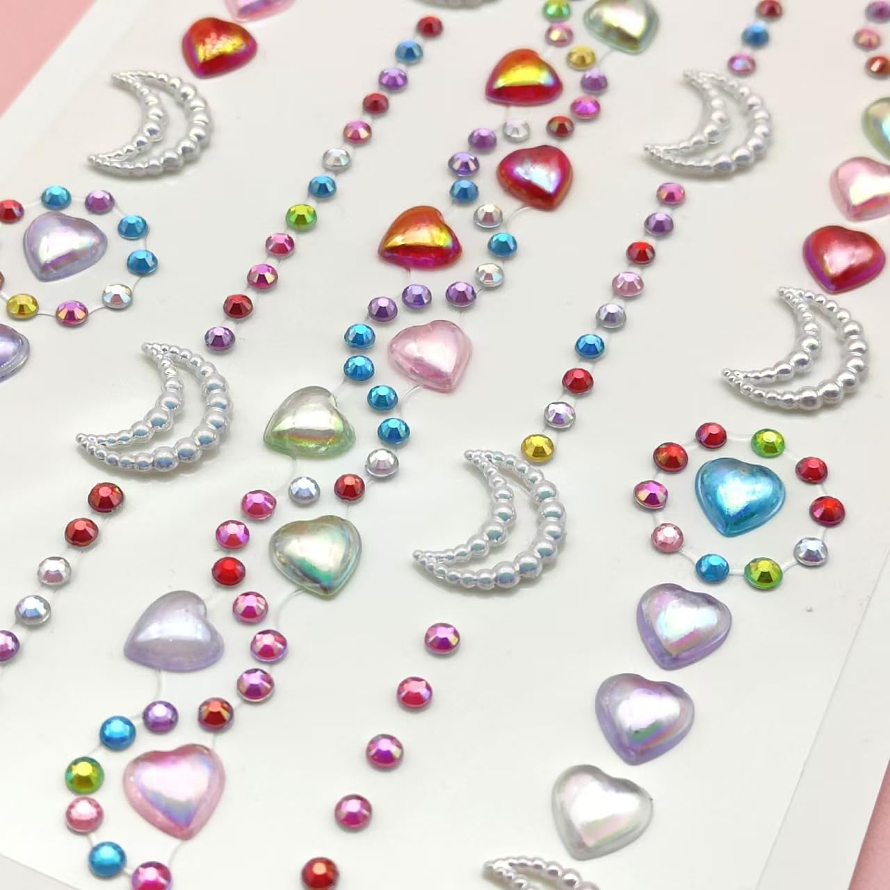 Hairdressing Decoration Diamond Stickers -5 Self Adhesive Sparkling Gemstone Stickers (Love/Moon/Star) Suitable for Facial Hair, Nail Art, Party, Festival DIY Decoration