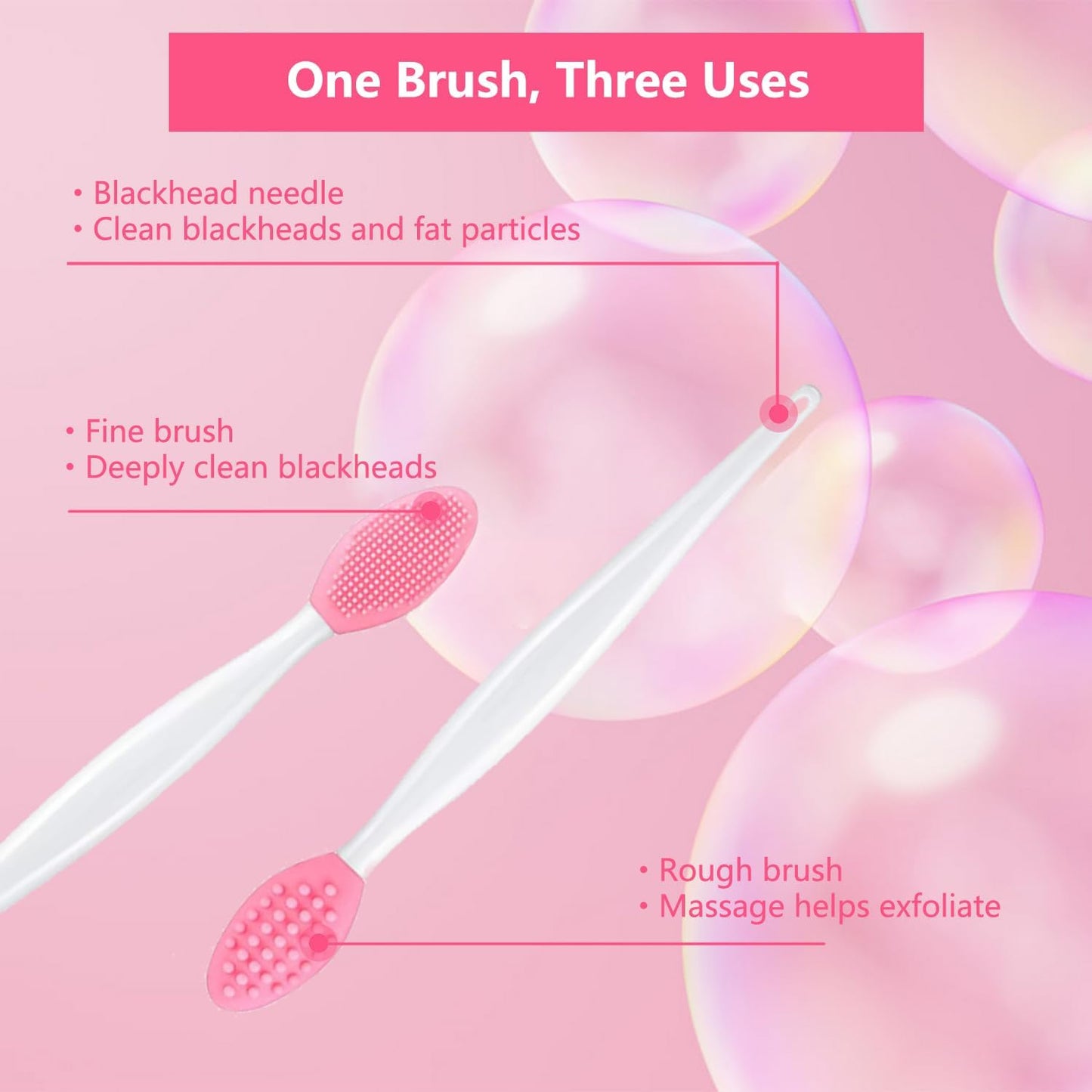 Pore Cleansing Silicone Facial Brush Set - Double-Sided Exfoliating Massager for Blackhead Removal | 10pcs