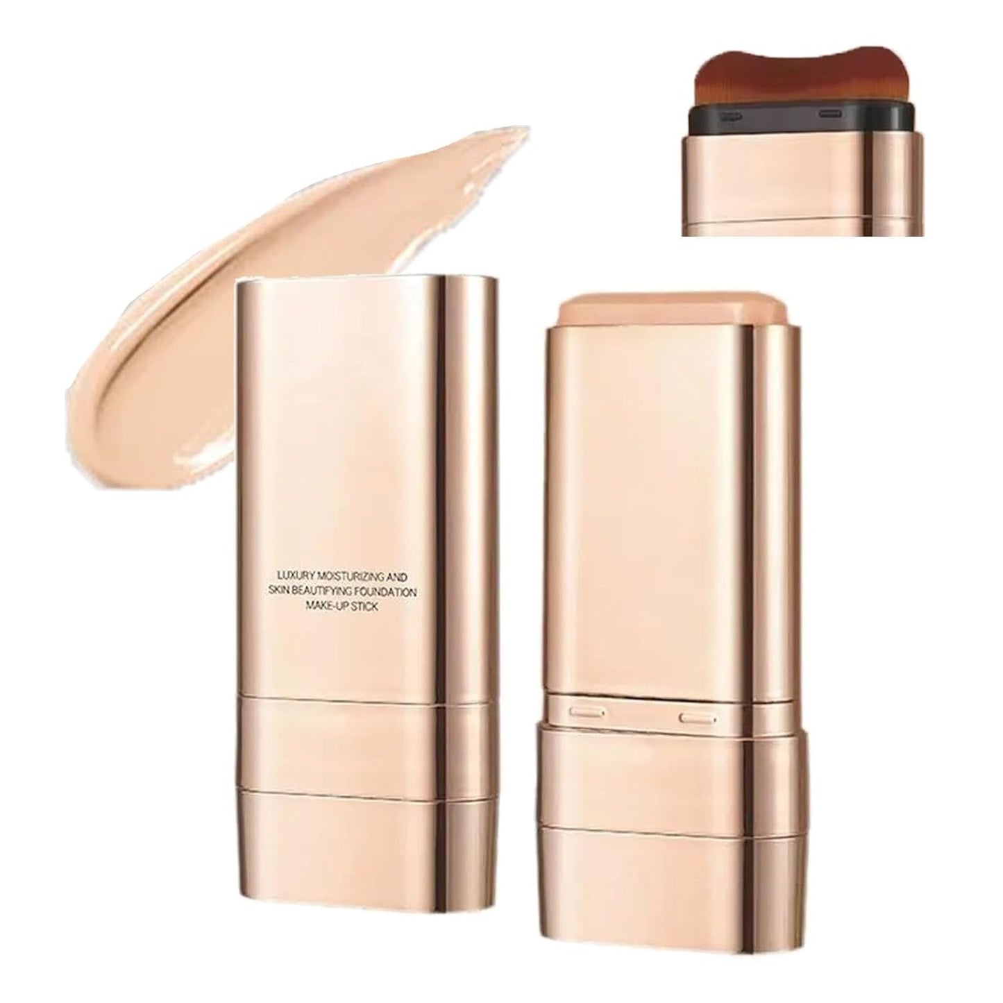 Dual-Ended Concealer Foundation Stick - 3-in-1 Korean Makeup with Brush | Lightweight, Flawless Finish for All Skin Types (Natural)