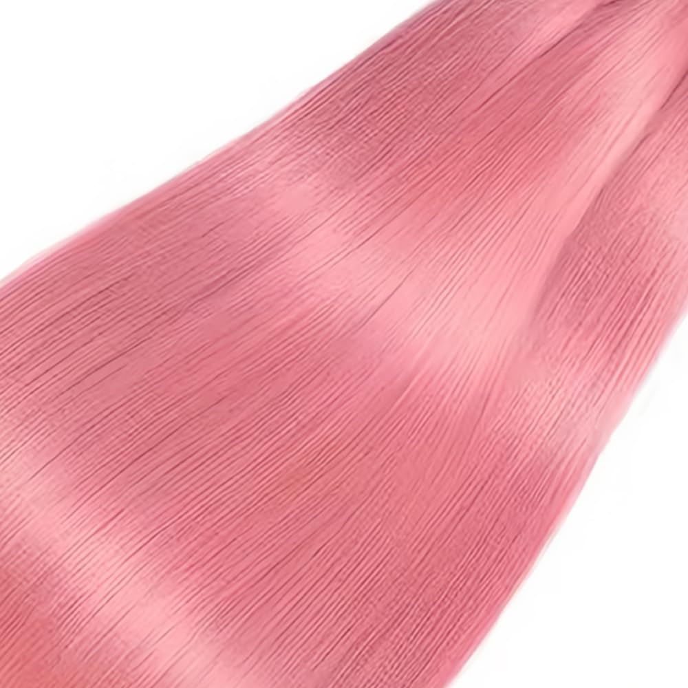 Pink Bundles Human Hair Straight Bundles 30 Inch Pink Straight Bundles Unprocessed Brazilian Virgin Hair 1 Bundle 50 Gram Per Bundle Deals Quick Weave Hair Extensions For Woman