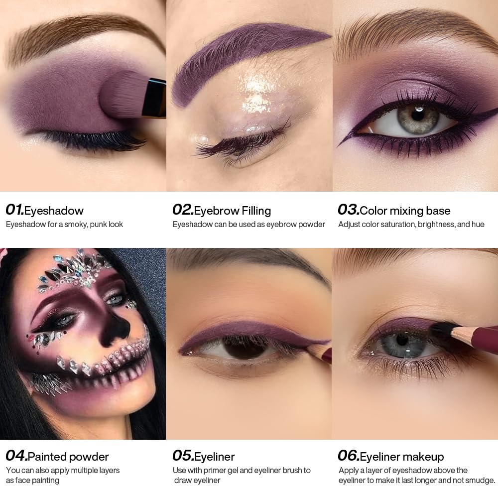 Purple Plum Matte Eyeshadow Single, Smokey Mauve Taupe Eye Shadow Palette for Green Eyes, Blendable Long Lasting Dark Lavender Eye Shadow for Older Women, Highly Pigmented Smooth sombras para ojos