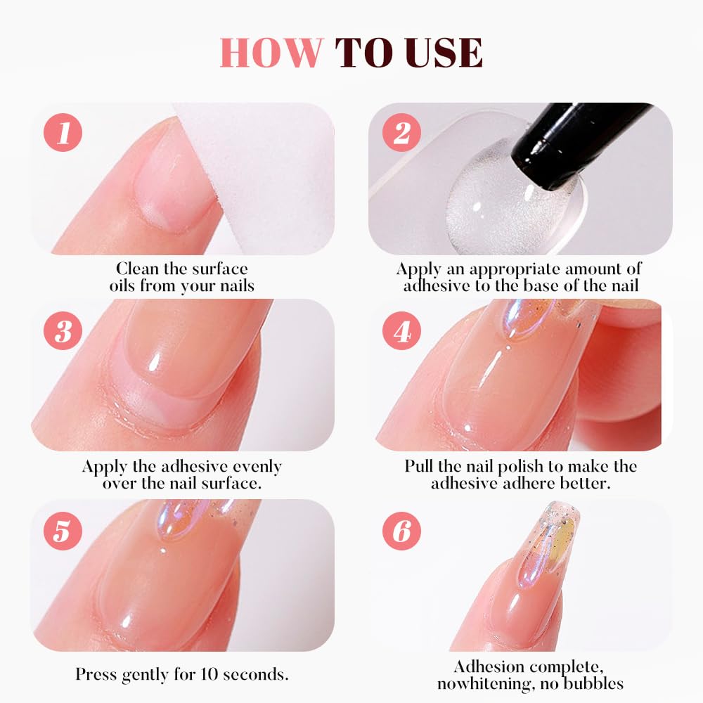 Quick Drying Semi Solid Nail Glue, 2026 New Gel Nail Glue, Long Lasting Nail Adhesive for Home and Salon Use, Easy Application Nail Glue for Professional Manicure (1 Set(Glue+Remover))