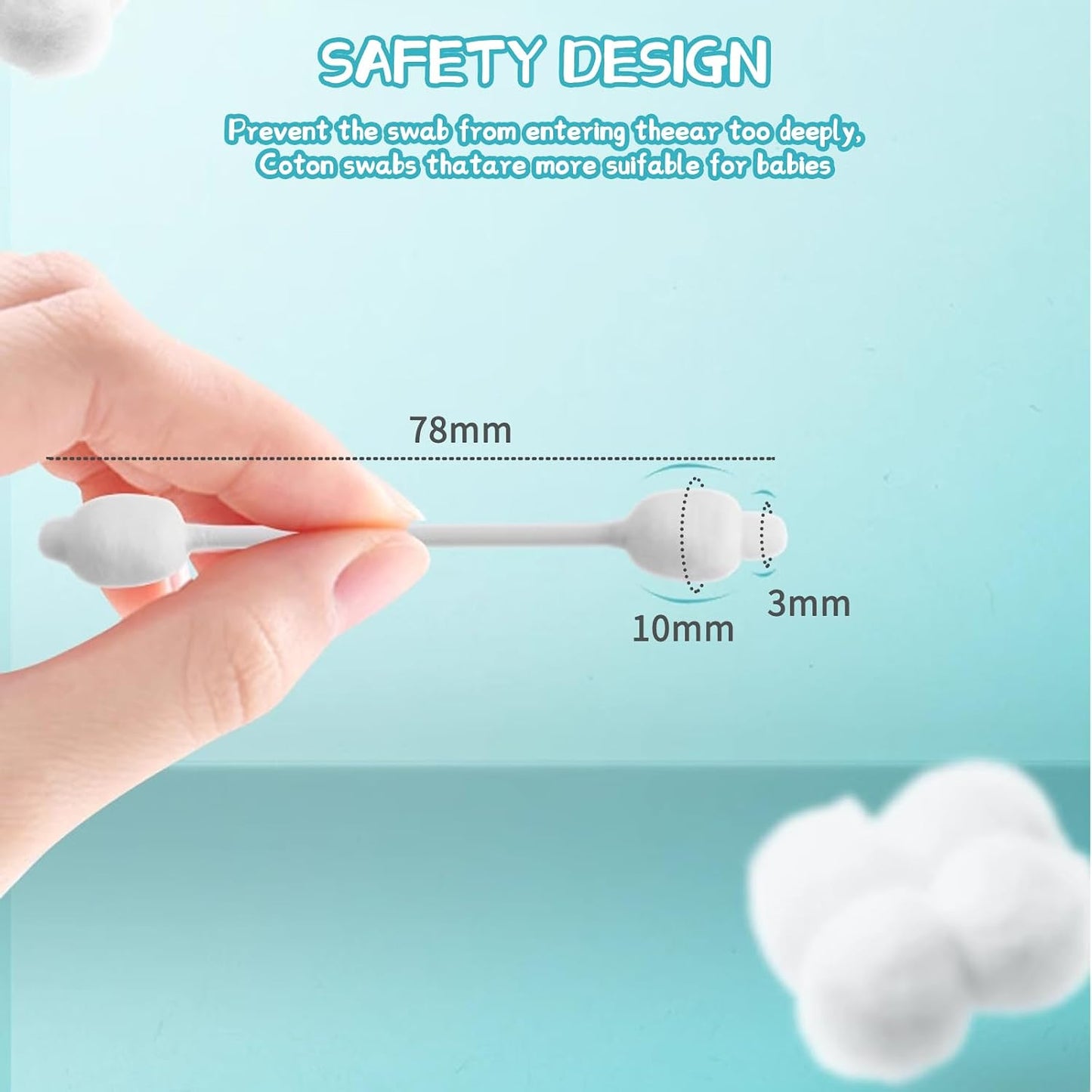 Organic Baby Cotton Swabs - Chlorine-Free & Biodegradable Q-tips | Hypoallergenic, Gentle for Newborns (220 Total)