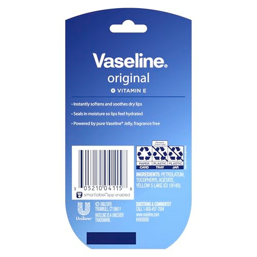 Vaseline Lip Therapy 2 Pack Original Mini For Dry, Chapped Lips Hydrating Lip Balm 0.5 oz