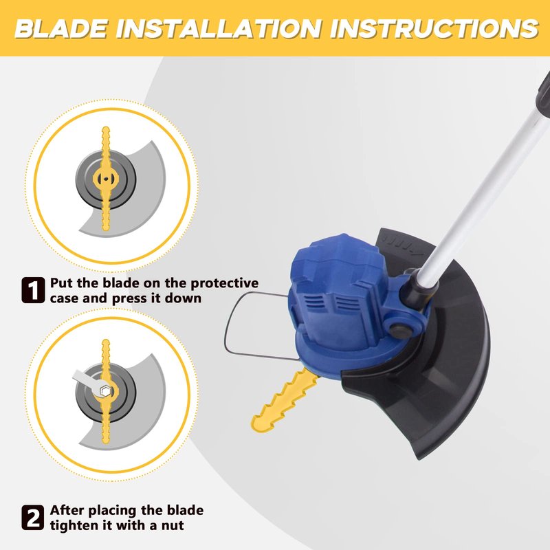 Honoson 36 Pieces String Weed Trimmer Head Blade Replacement Plastic Cutter Weed Mover Blade Lawn Mower Accessories for Cordless Grass Trimmer Garden (Yellow)