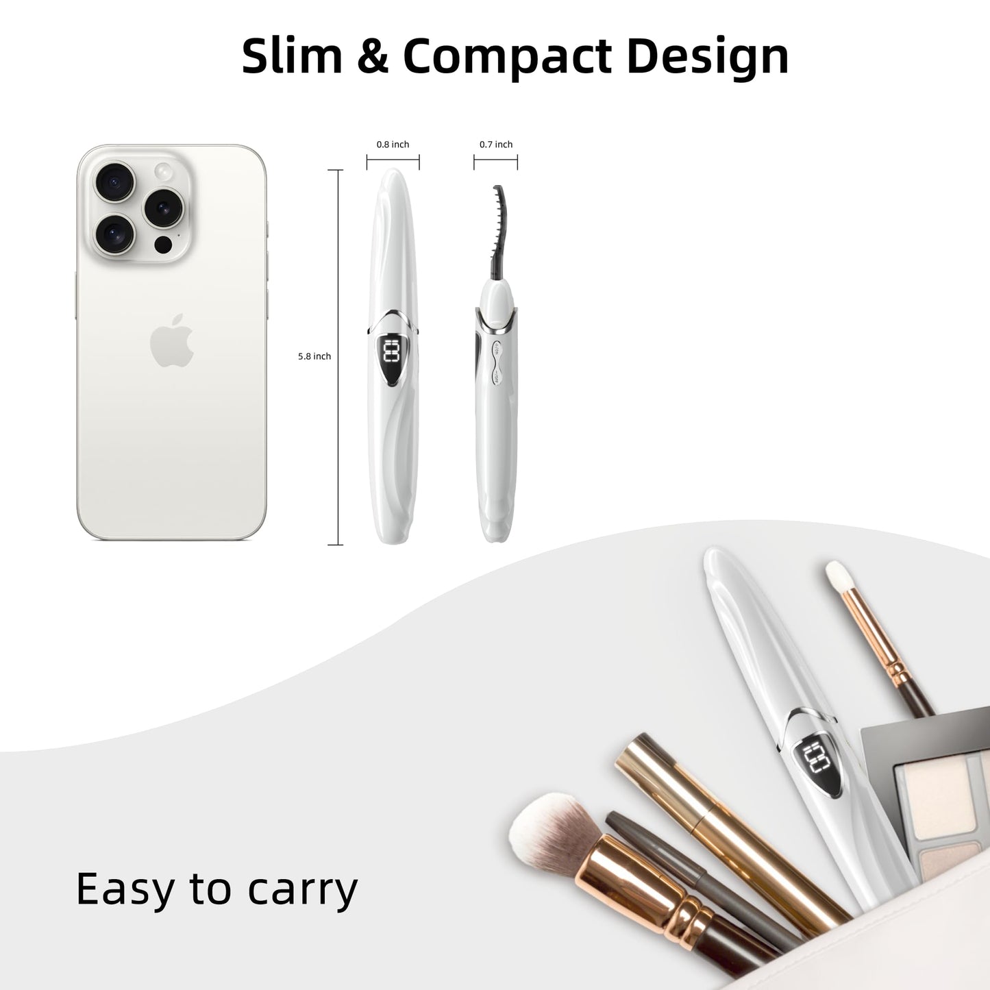 EYECURL Heated Eyelash Curler, S600 Heated Lash Curler, Accurate Temperature Control Electric Eyelash Curler Heated - Intelligent Power Off, Long Lasting (Vanilla Ice/Silver, S600-148MM)