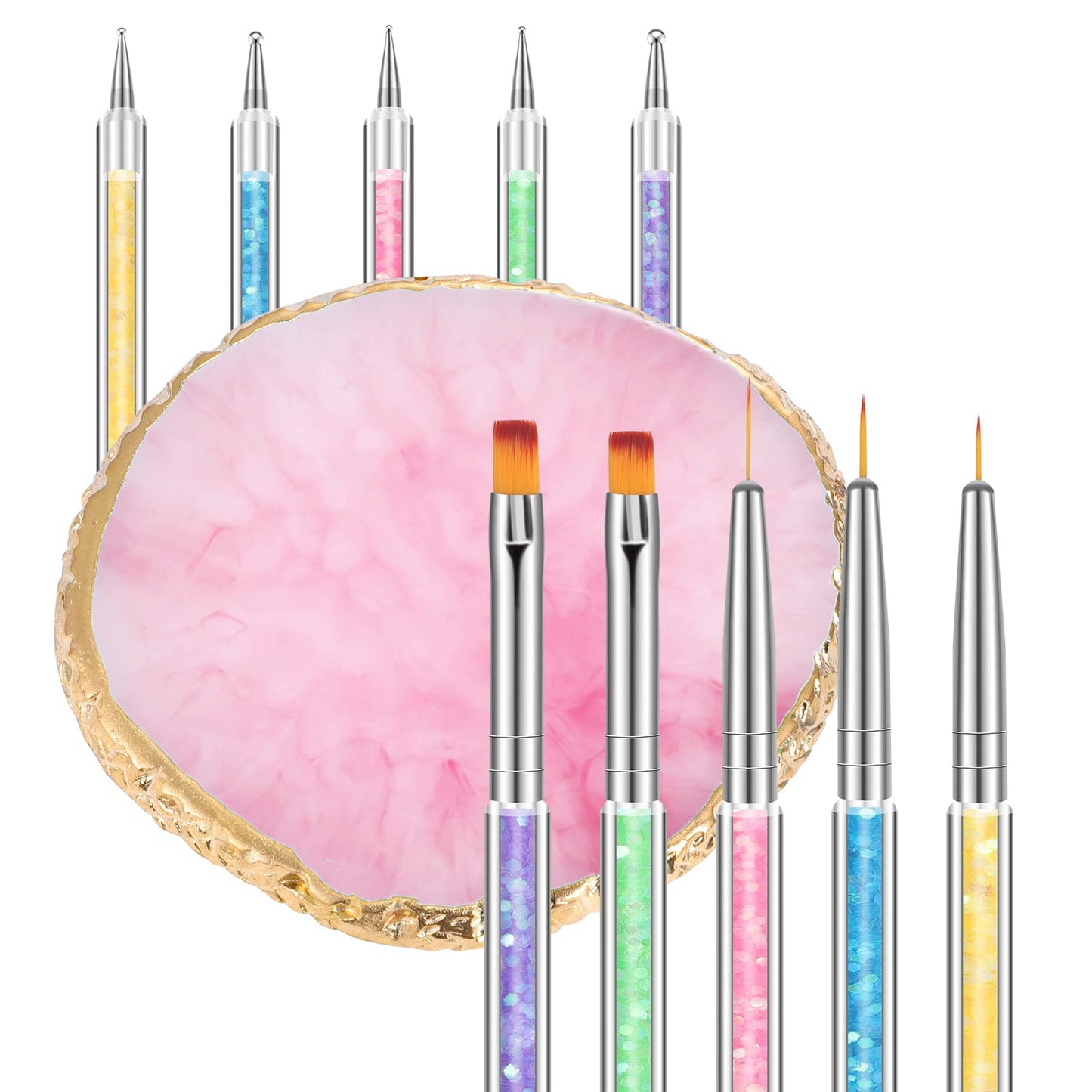 BESARME 11-Piece Nail Art Tools Set - Palette, Sculpture Pens & Dotting Pens for DIY Home Salon
