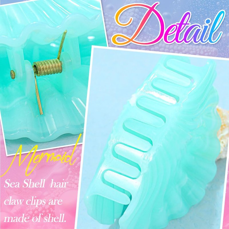 Shell Hair Claw Clips for Women - Mermaid Beach Hair Accessories | Pack of 2, Color A