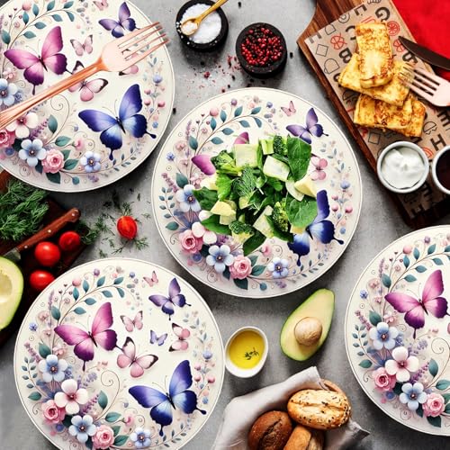 50 Pack Butterfly Paper Plates - 7" Floral Tea Party Supplies
