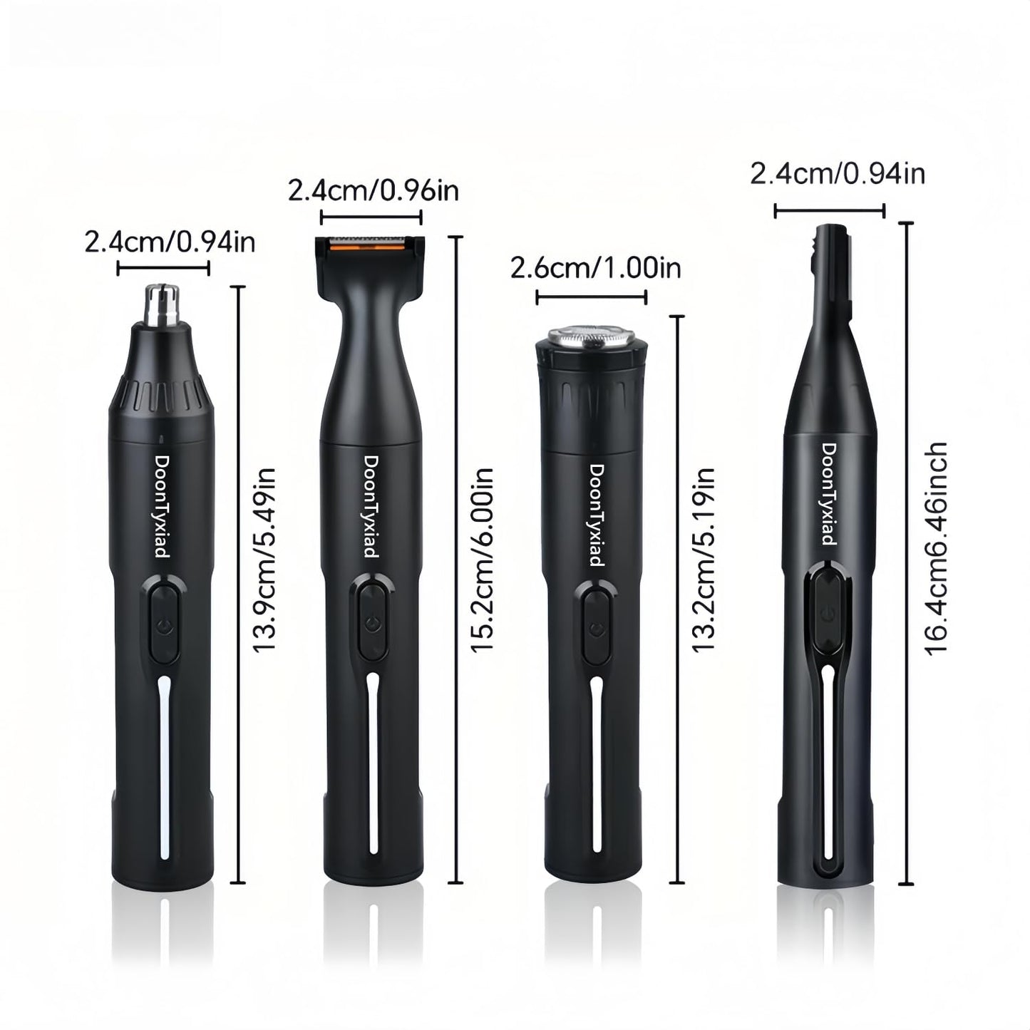 Rechargeable Ear and Nose Hair Trimmer, 4-in-1 Professional Painless Eyebrow & Facial Hair Trimmer for Men Women, Powerful Motor and Dual-Edge Blades for Smoother Cutting Black(Black 4-in-1)