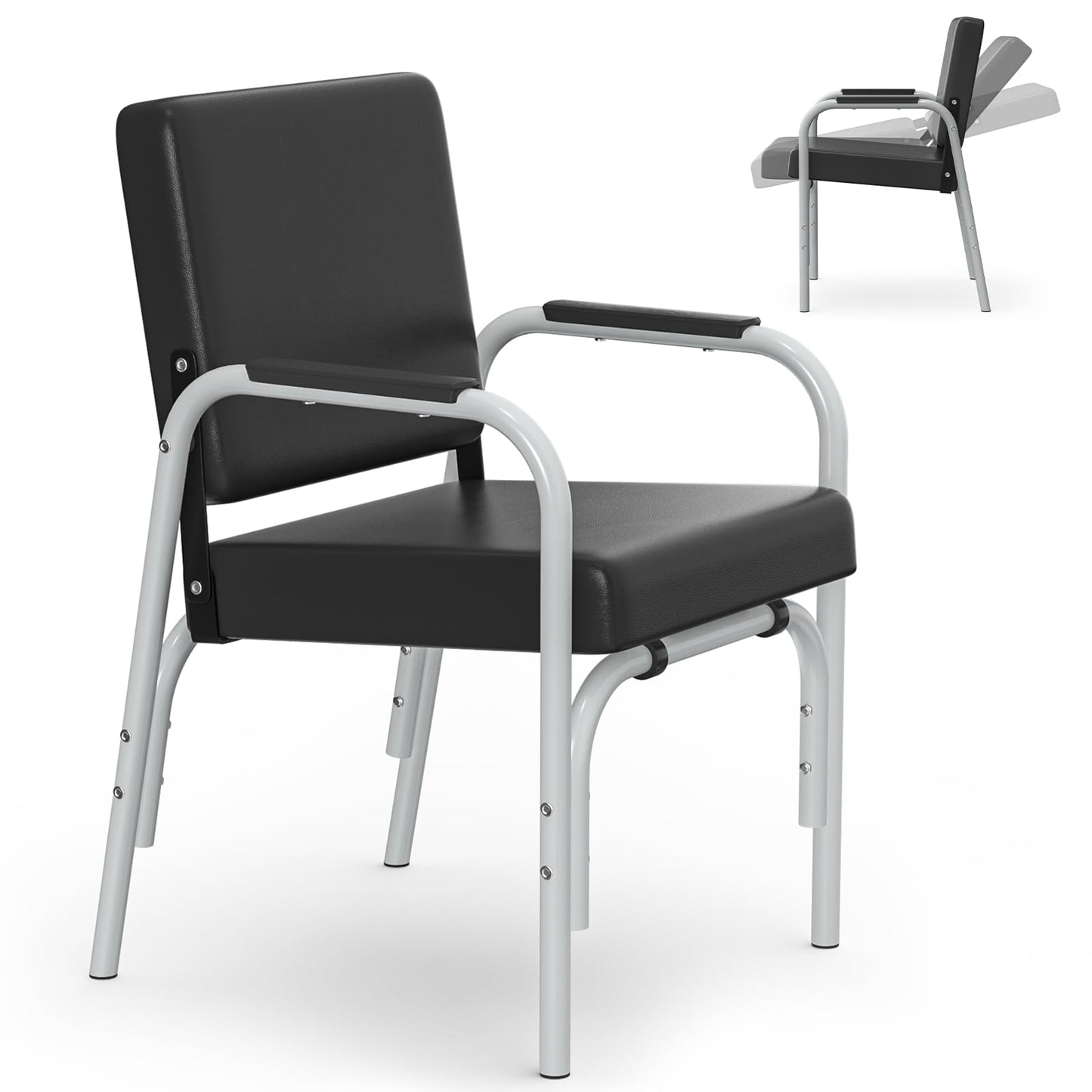 FreSup Auto-Recline Shampoo Chair, Portable Shampoo Bowl Chair for Salon with 300lbs Weight Capacity Tilted Backrest for Hair Stylists, Home Use, Cosmetologists& Beuaty SPA（Grey）