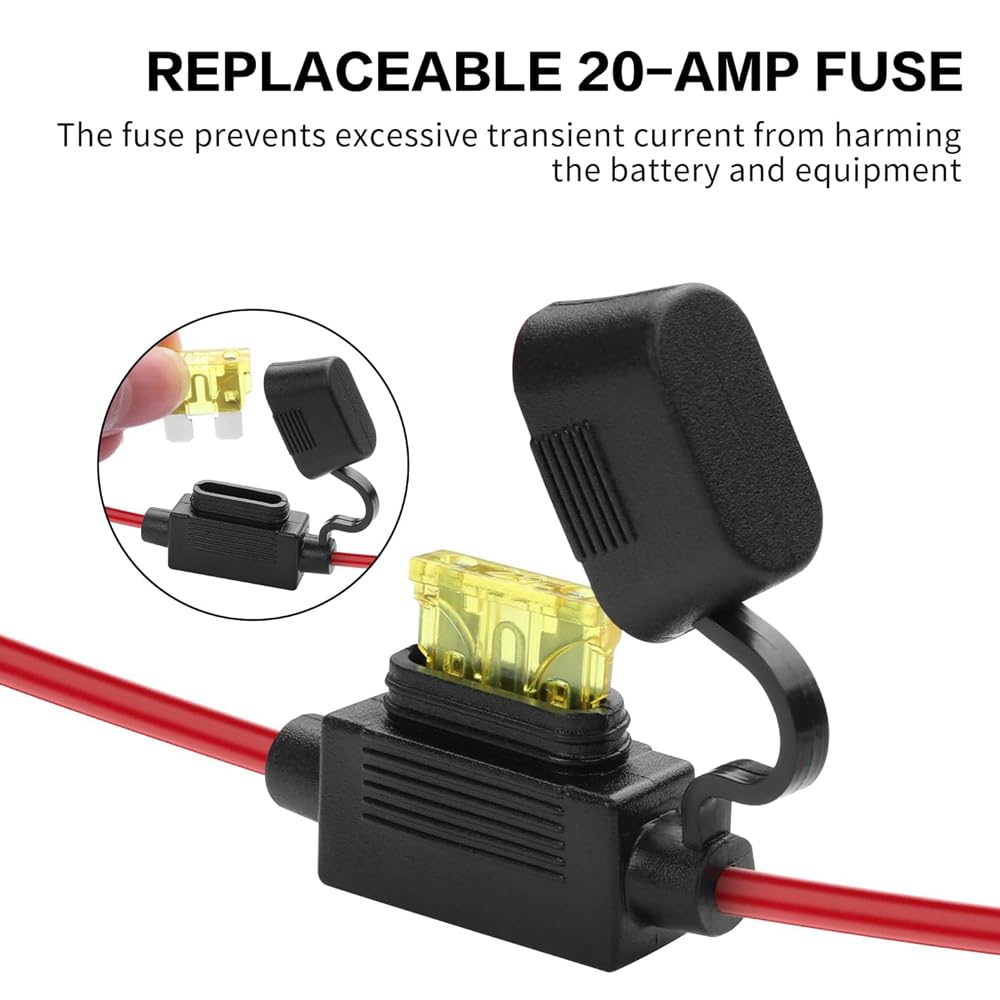 Antianxia SAE Connector Compatible with NOCO Genius Smart Battery Charger GC004 X-Connect 12inch-14AWG,SAE Extension Cord Cable, 3 * 20A Fused Waterproof Plugs