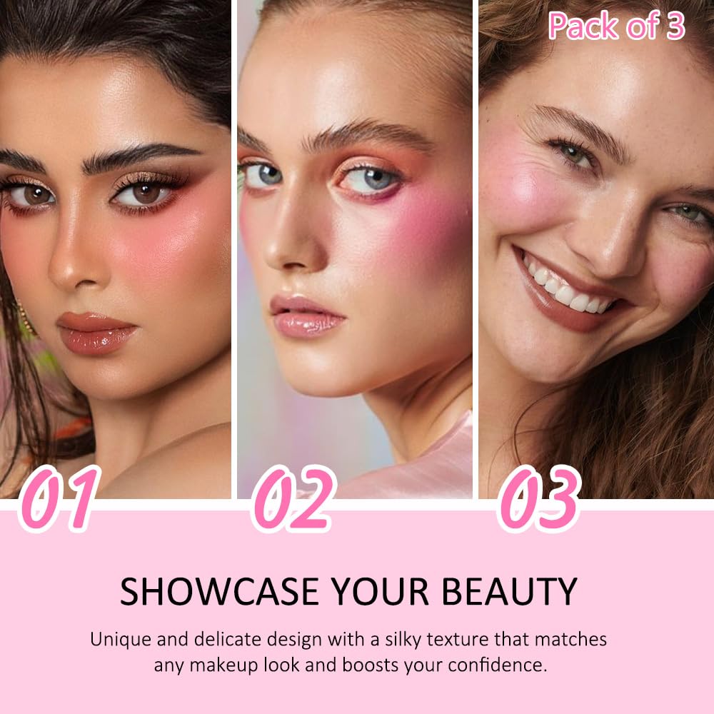 Kaely Contour Blush Multiuse Stick Makeup, Cream Bronzer Contouring Sticks Palette Face Make Up Set, Ultra-Creamy Radiant Finish Formula, Vegan & Cruelty-free, 3Pcs-01+02+03