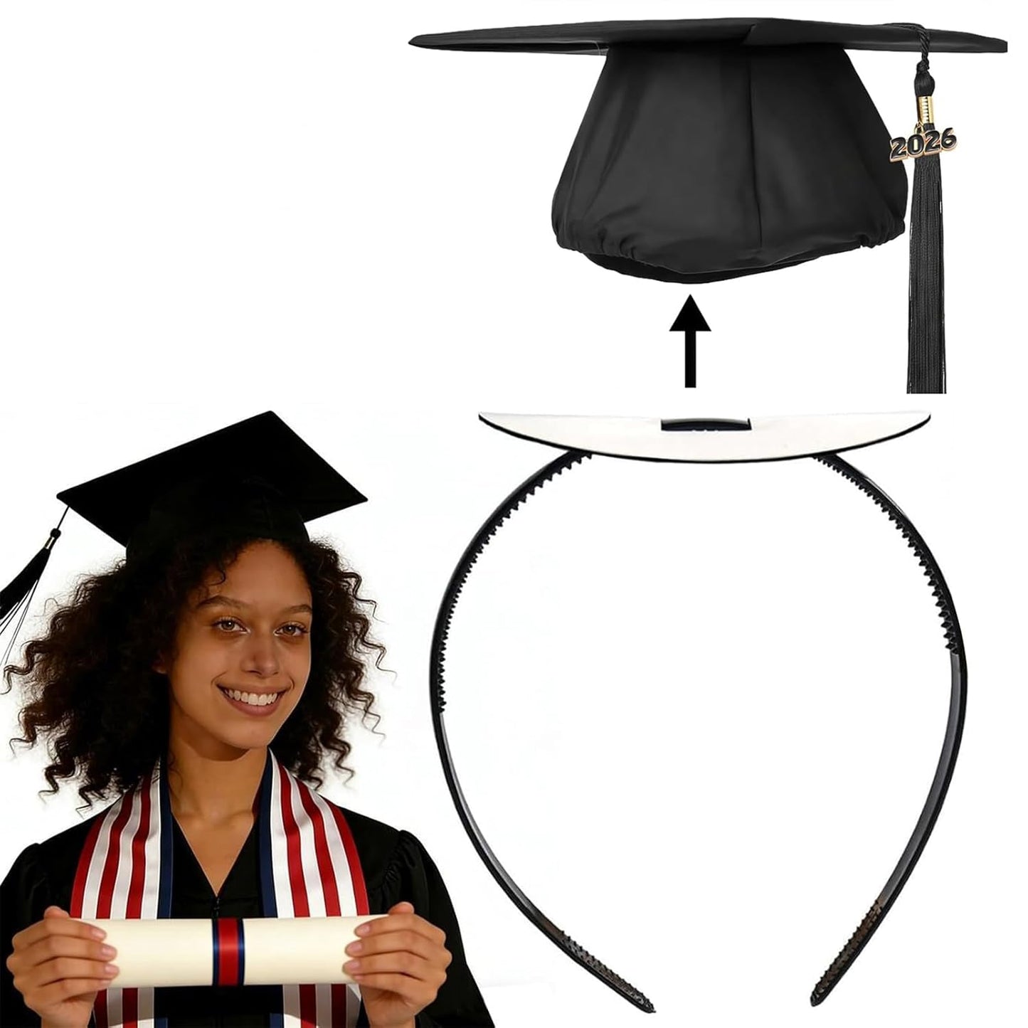 Graduation Cap Headband Stabilizer - Anti-Slip Hair Band for Women | Hat Accessory for Graduates & Students