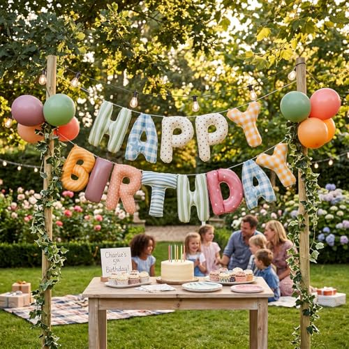 Happy Birthday Balloon Banner - Colorful Foil Letter Set