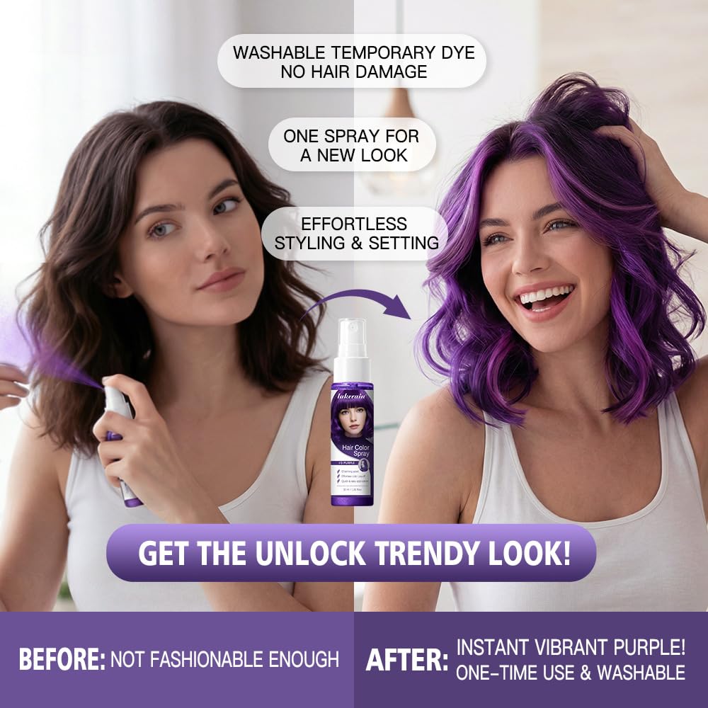 Dulele 3 Colors Temporary Hair Color Spray, Root Touch Up Hair Color Spray