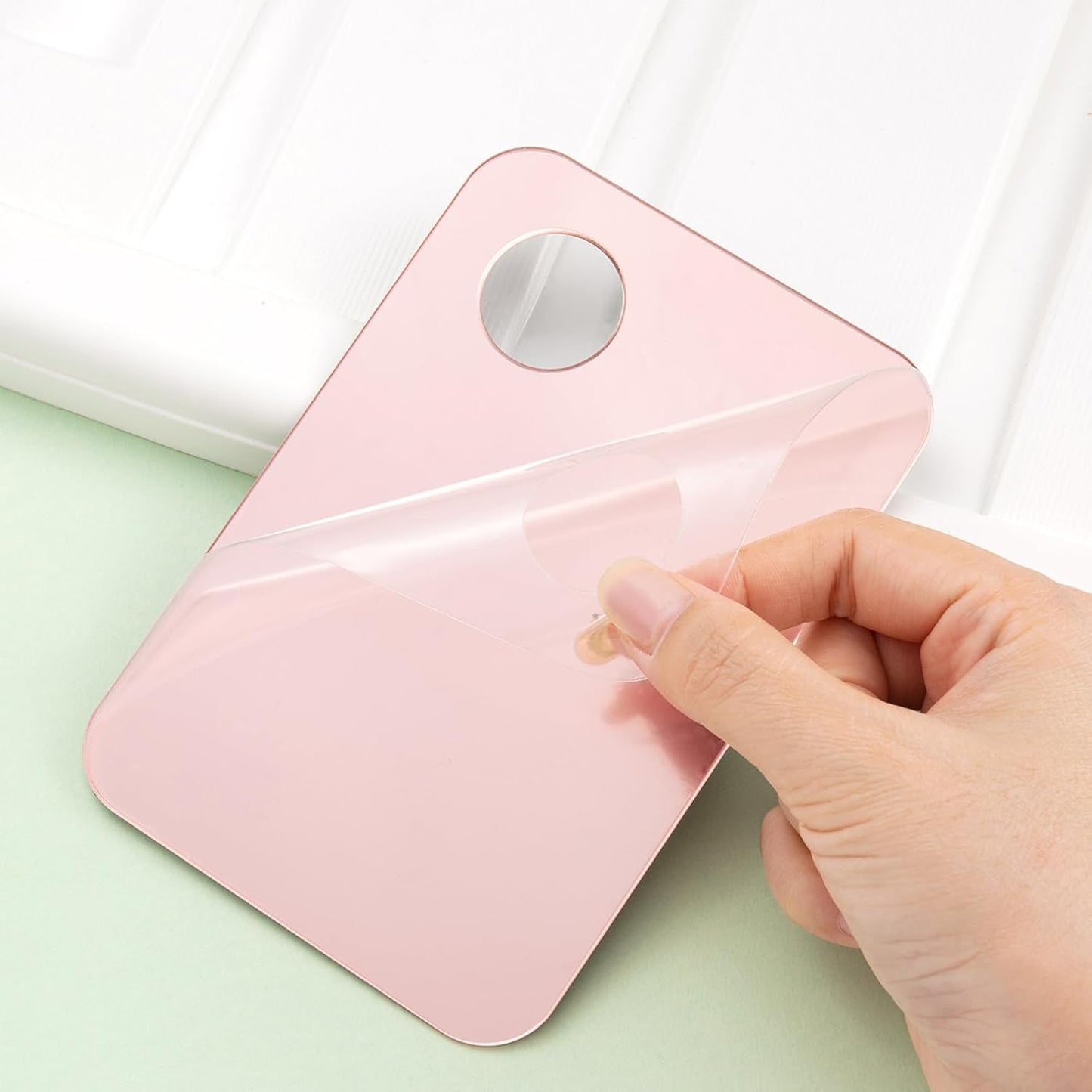 Makeup Mixing Palette Set - 4 Pcs Makeup Trays with Spatula for Foundation, Eyeshadow & Lipstick | Pink & Transparent