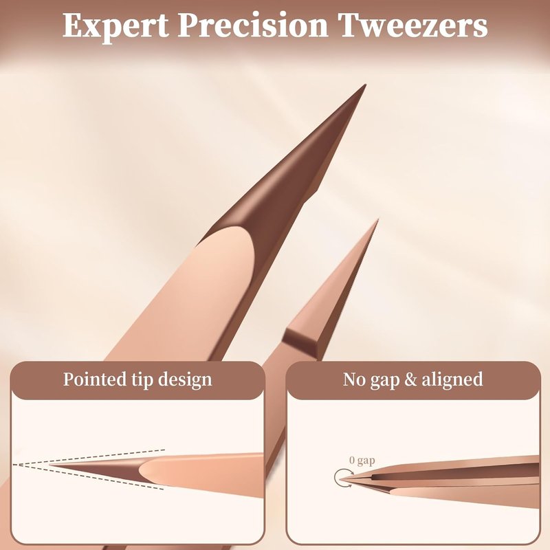 Pointed Tweezers for Women - Precision Stainless Steel Eyebrow & Facial Hair Removal | Rose Gold