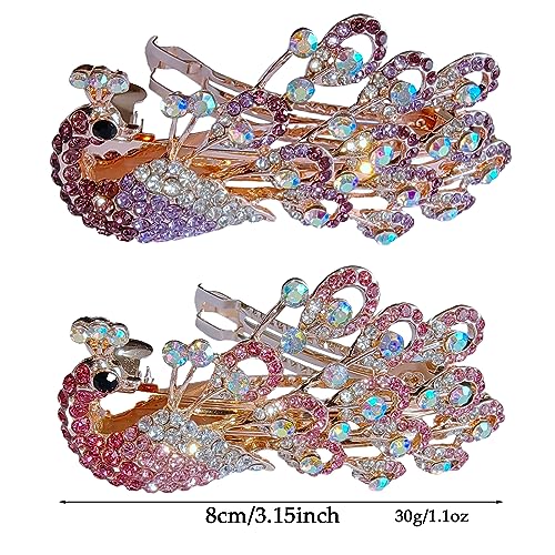 Yusier Purple Peacock Rhinestone Hair Clip Elegant Side Hair Accessory for Women