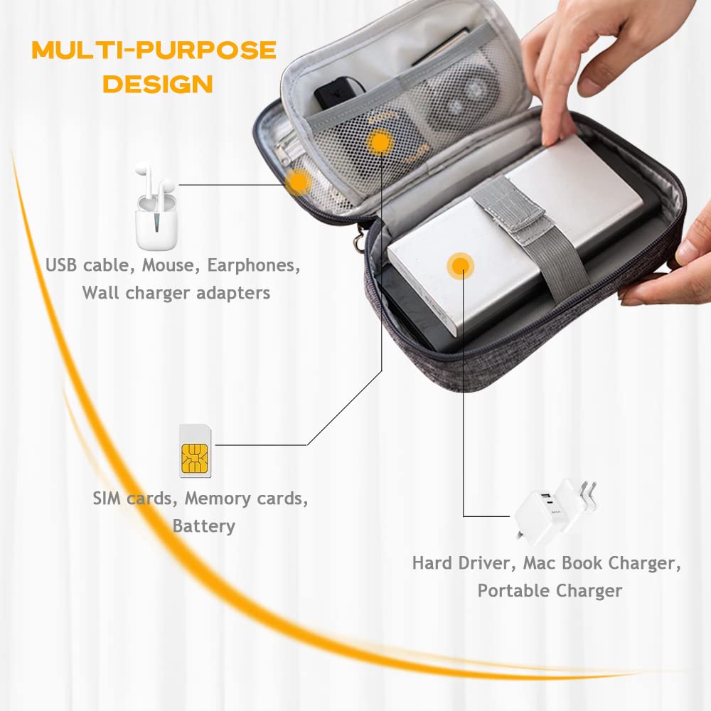 DUMEALAGR Electronic Organizer Bag Cable Organizer Travel Cord Organizer Case Pouch Portable Carrying Case for Charger Hard Drive Earphone USB SD Card (Black)