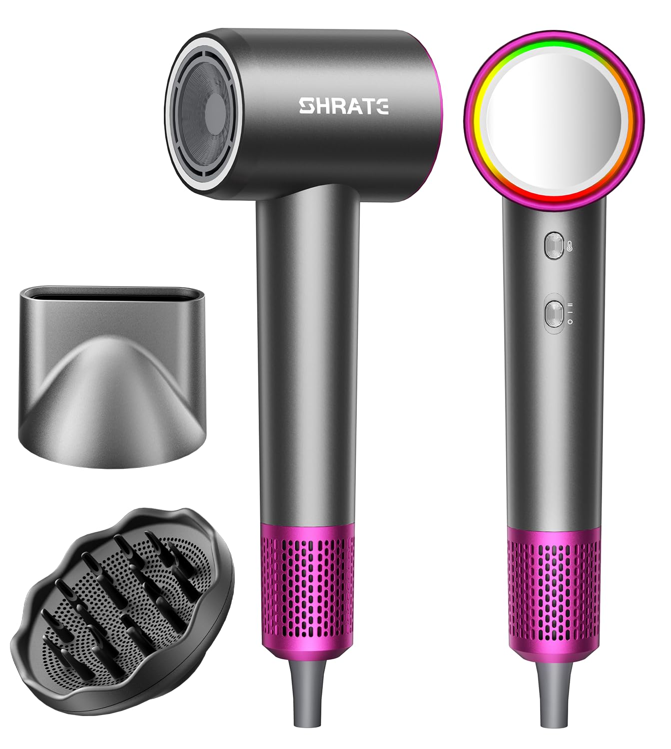 Professional High-Speed Ionic Hair Dryer - Ultra-Fast Drying, 500 Million Negative Ions | Compact Blow Dryer with Magnetic Diffuser for All Hair Types