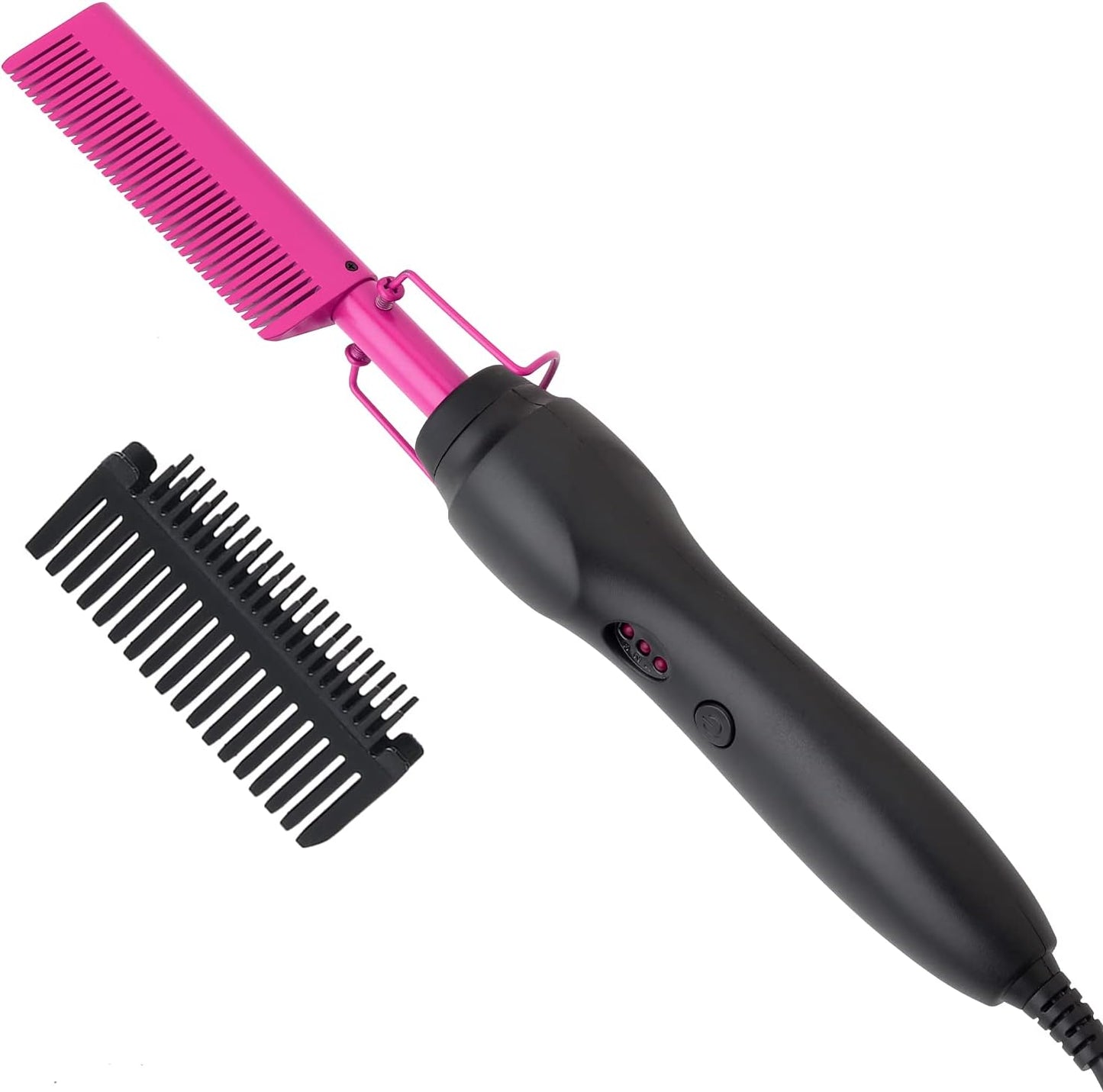Electric Hair Straightening Comb - Ceramic Flat Iron Brush for Natural Black Hair | Anti-Scald Portable Design