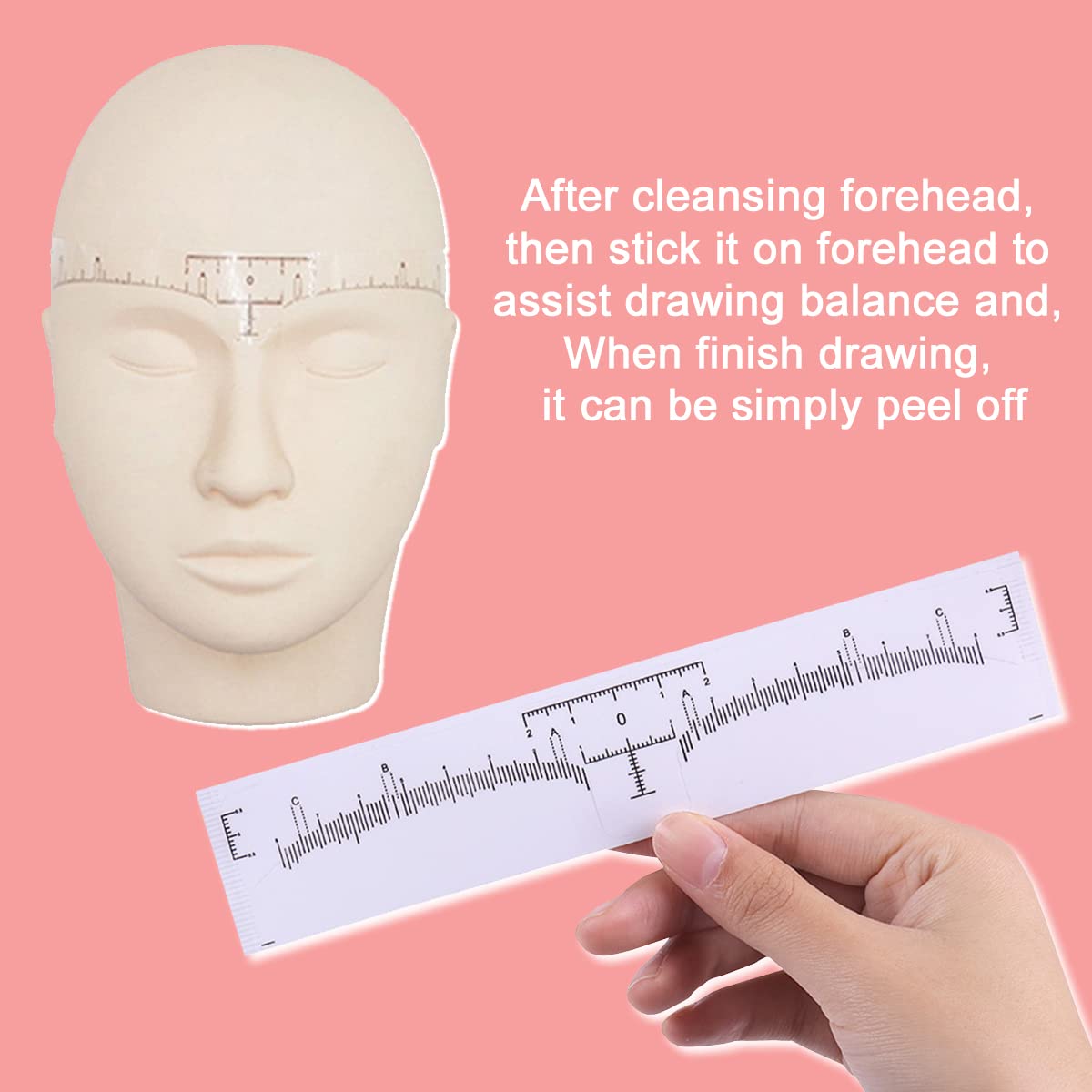 Eyebrow Ruler - 100 Pack Disposable Microblading Adhesive Stencil Guide | Precision Measuring Tool