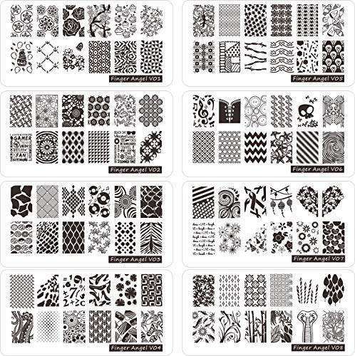FingerAngel 21-Piece Nail Stamping Kit with 16 Stainless Steel Plates