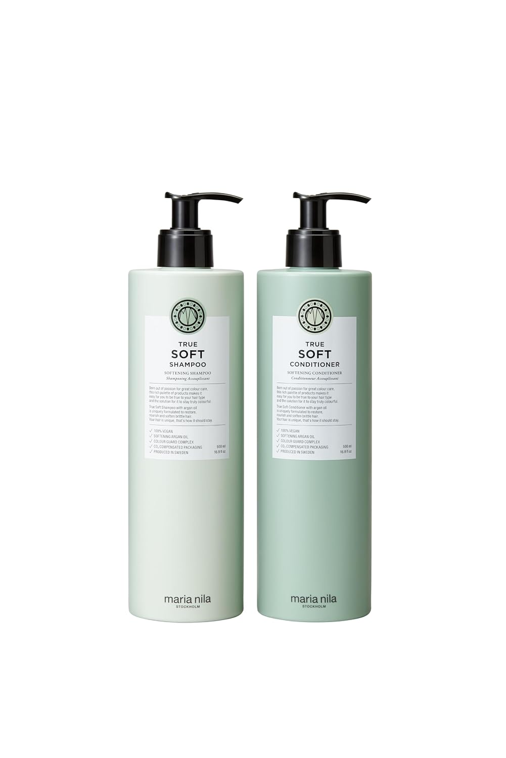 Maria Nila True Soft Shampoo & Conditioner Set - Argan Oil for Dry, Brittle Hair | 2 x 16.9 Fl Oz