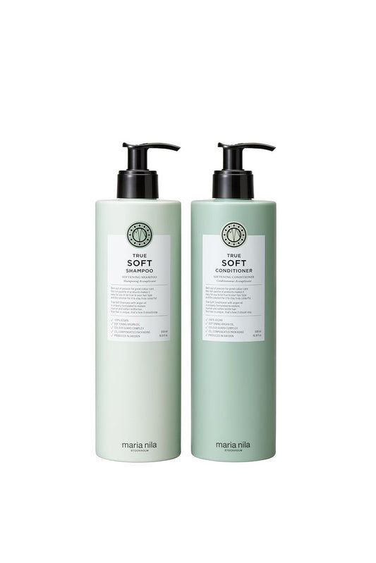 Maria Nila True Soft Shampoo & Conditioner Set - Argan Oil for Dry, Brittle Hair | 2 x 16.9 Fl Oz