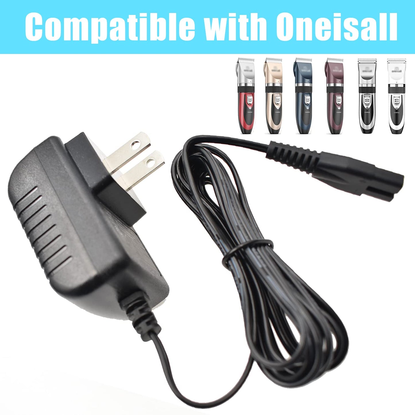 BOEEA Charger Fits oneisall Low Noise Dog Clippers, Replacement Charger Cord Compatible with SUPRENT Hair Clippers