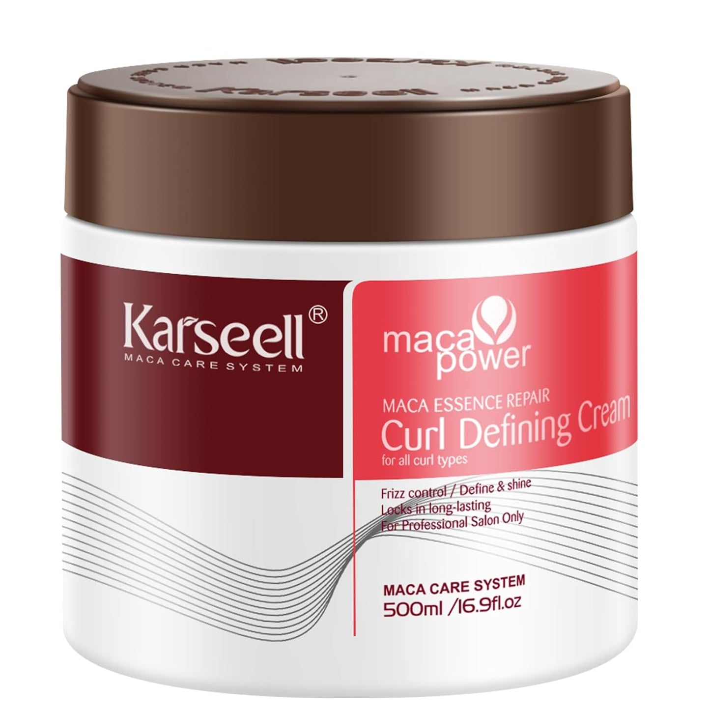 Karseell Curl Defining Cream - Leave-In Styling Cream for Wavy, Curly & Coily Hair | 500 mL / 16.9 oz