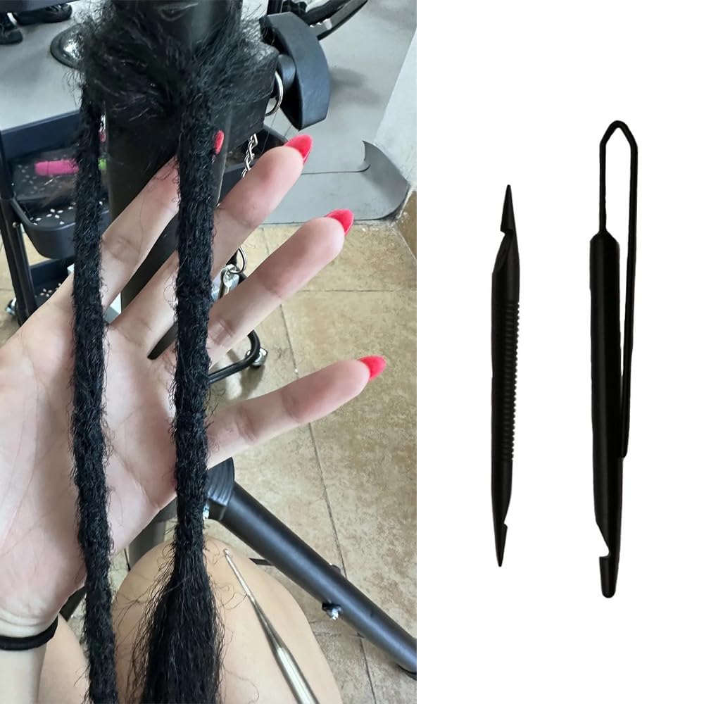NentMent 2 Pack Loc Interlocking Tool Double Ended Dreadlock Crochet Hooks Dreadlock Retightening Tool Kit Dreadlock Crochet Needle for Locs Sisterlock Interlocks Hair Styling Hippie Dreads Microlocks