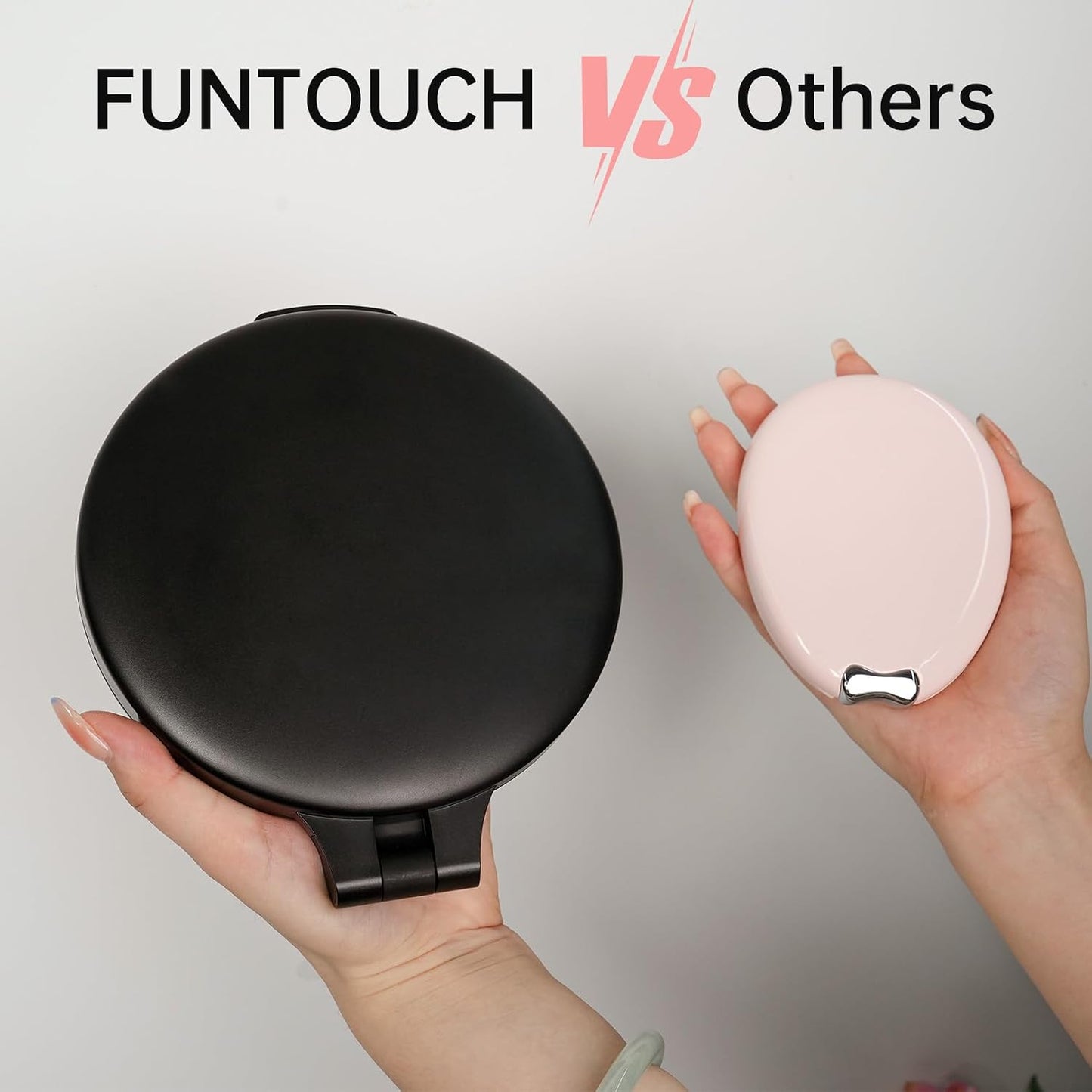 Travel Mirror with Light - 1X/10X Rechargeable Makeup Mirror | 7'' Double-Sided, 3 Color Lighting Modes, Portable Vanity - Black