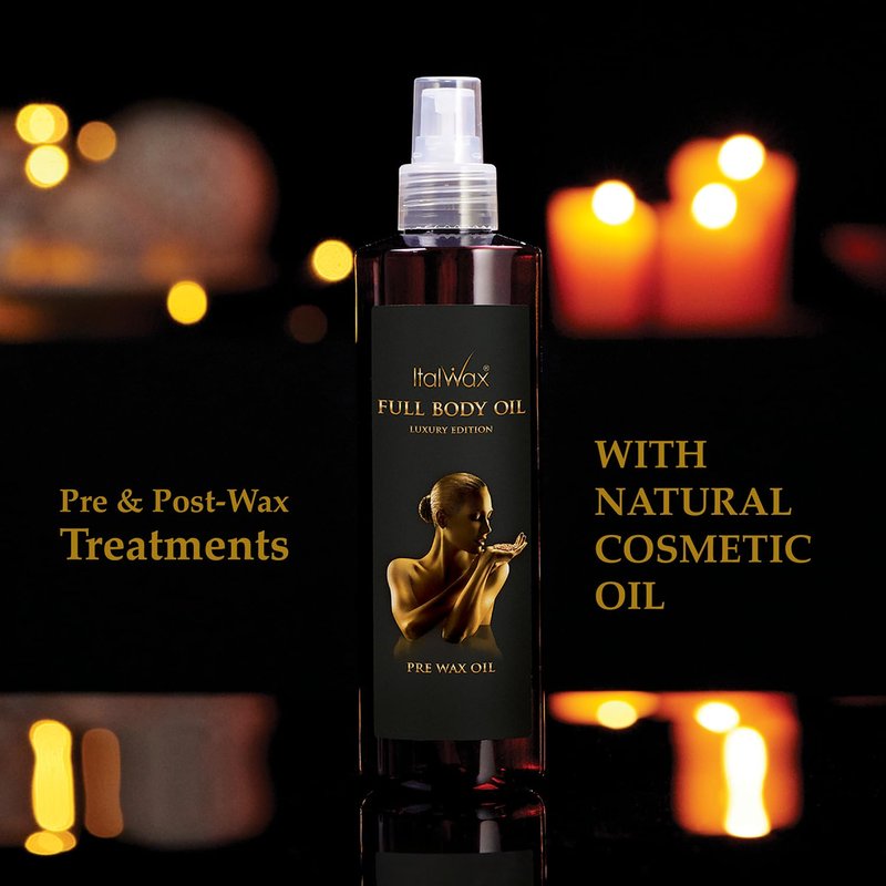 Italwax Luxury Full Body Oil - 250ml / 8.45fl.oz - Prepare the skin for the waxing procedure - Guarantees easy wax application