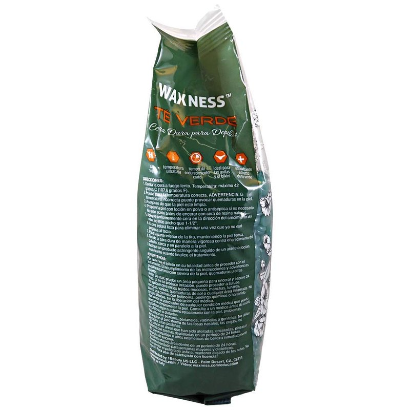 Waxness Film Hard Wax Beads Green Tea 2.2 lb (1 kg) – Stripless Professional Hard Wax with Green Tea Scent for Face & Body, Smooth Application – Made in Italy